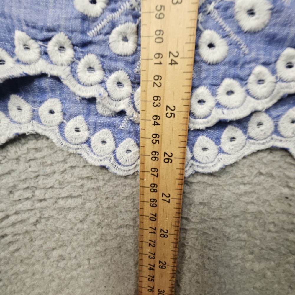 Talbots Top 3X Blue‎ Linen Blend Eyelet Embroidered Scalloped Coastal Elegance - Picture 9 of 12